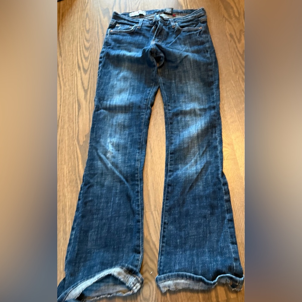 Vintage Red Engine Dark Blue Flare Jeans